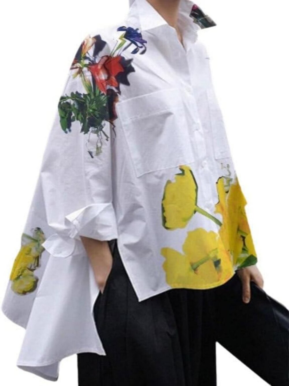 Chic Women's Oversized Boyfriend Shirt - Long Sleeve, Casual High Low Blouse